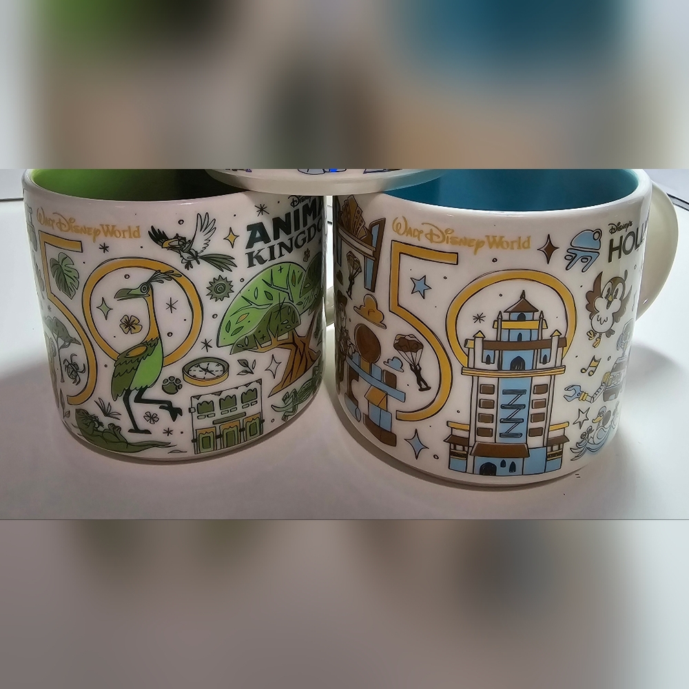 SOLD - (2) Disney World 50th Anniversary Starbucks been there Series 14oz Mugs